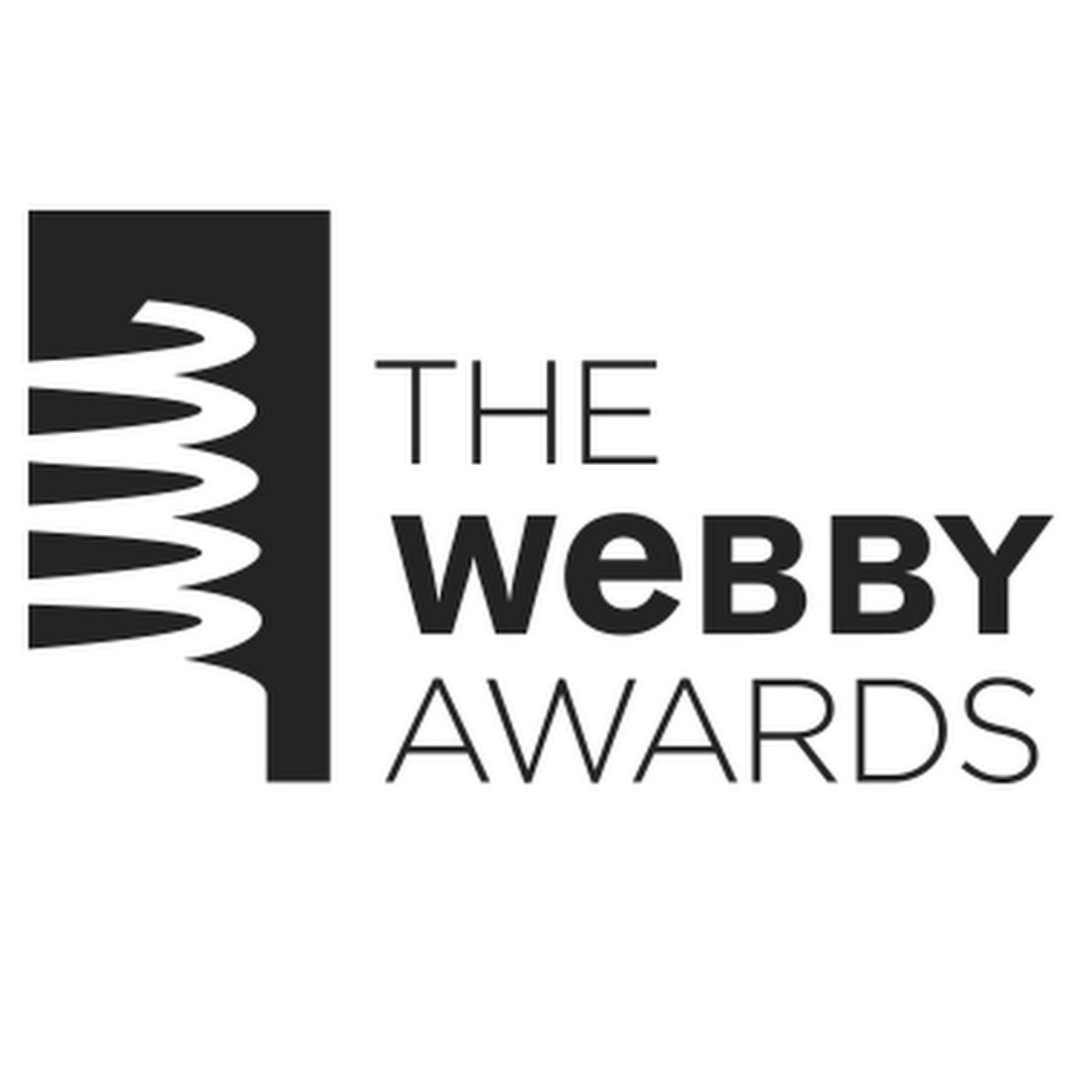 The image is the logo for "The Webby Awards," featuring a stylized black-and-white design with the text to the right.