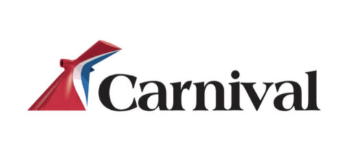 Carnival Cruise Line logo featuring a stylized red ship funnel with a blue and white wave, next to the black text "Carnival.